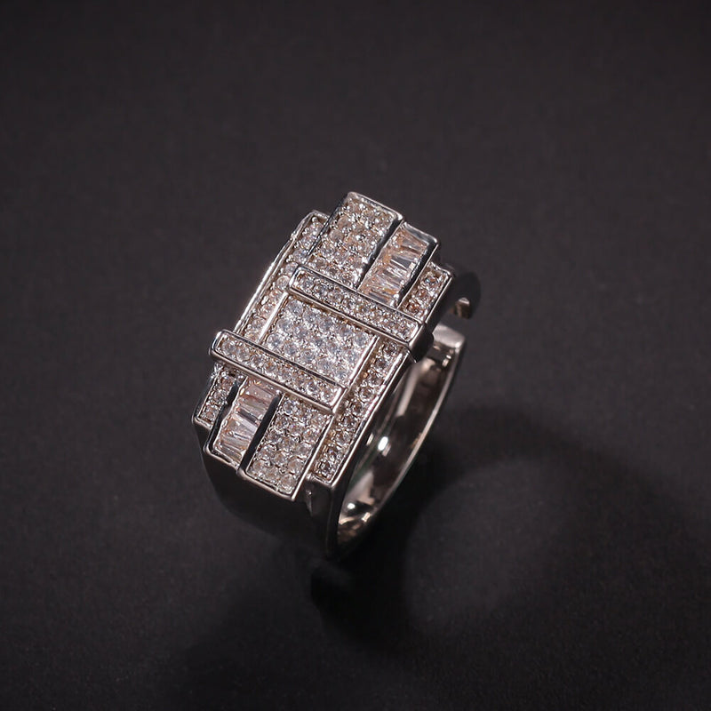 Staggered Lines Cz Stone Ring