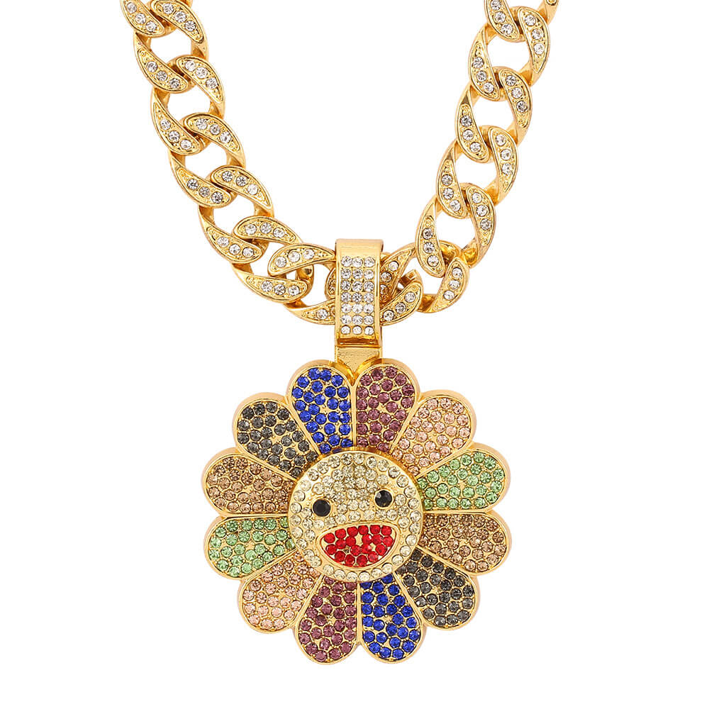 Sun Flower Star Necklace Hip Hop Pendant