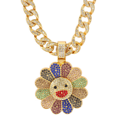 Sun Flower Star Necklace Hip Hop Pendant