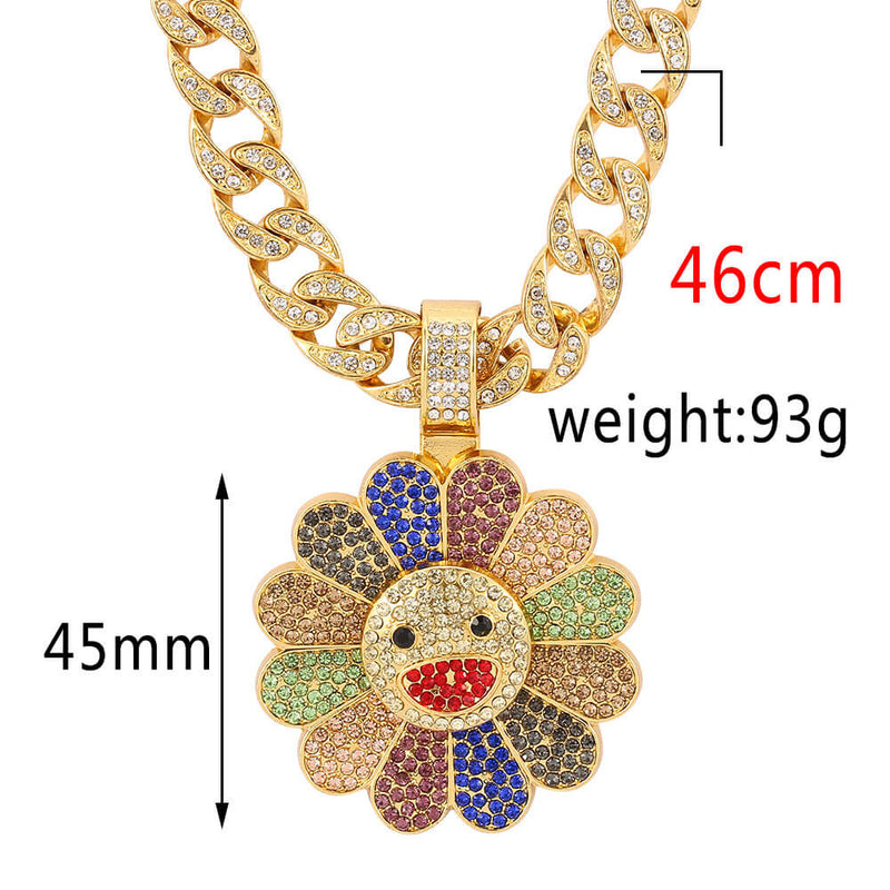 Sun Flower Star Necklace Hip Hop Pendant