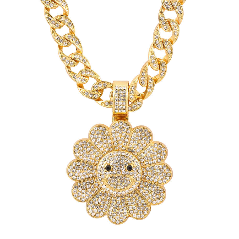 Sun Flower Star Necklace Hip Hop Pendant