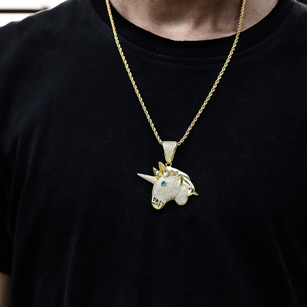 Unicorn Head Micro-inlaid Zircon Hip-hop Pendant