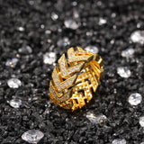 Vintage Gold-plated Arrow Style Copper Inlaid Zircon Ring